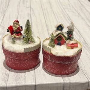 Festive Christmas Trinket Boxes Vintage Look